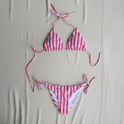 Bikini Riviera (set de top & 2 panties), Blanco & Fucsia