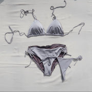 Bikini Gracia (set de top & 2 panties), Gris Plata