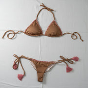 Bikini Tejido Crochet, Marrón Cafe