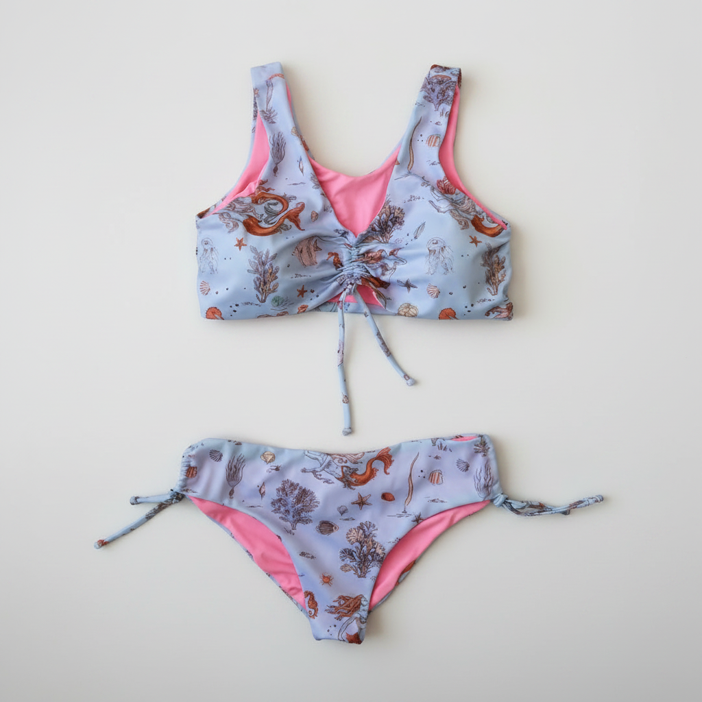 Bikini Tiro Alto Sirena, Azul